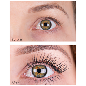 Lash Spell Enhancing serum before and after photos of a customers eye